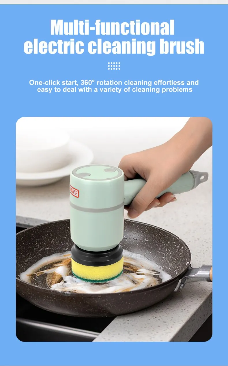 Electric Cleaning Brush Multi-functional Home USB Rechargeable Electric Rotary Scrubber Household Appliances Cleaning Gadget