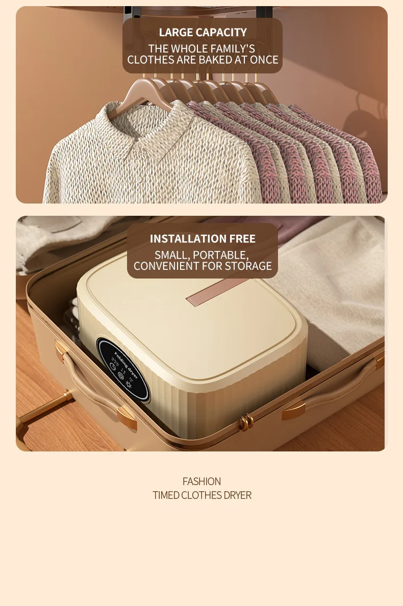 Multifunctional Dryer Electric Clothes dryer Portable Compact Foldable Laundry Dryer Machine with Dryer Bag and Time Setting